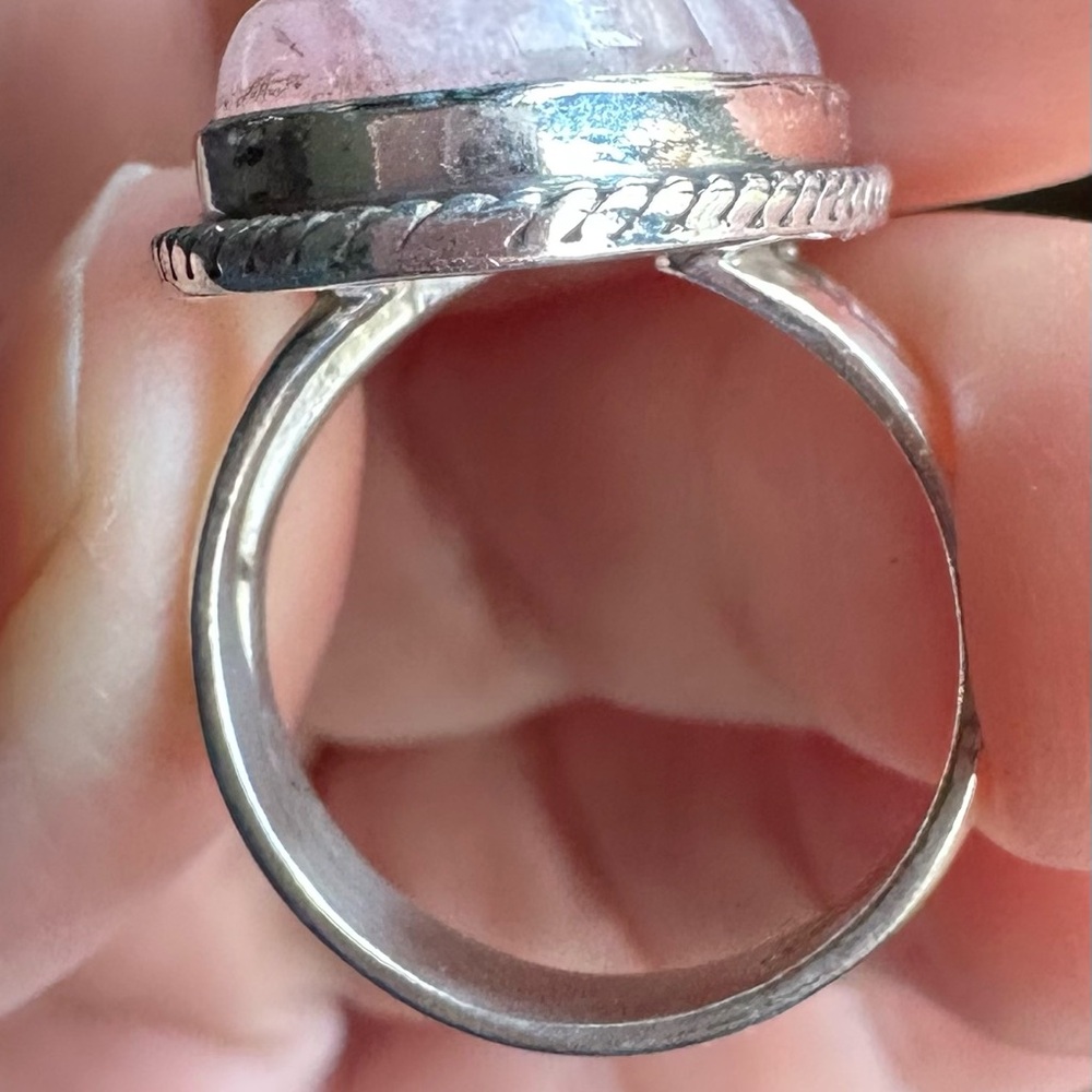 Elegant Silver and Pink MoonStone Ring - Picture 3 of 8